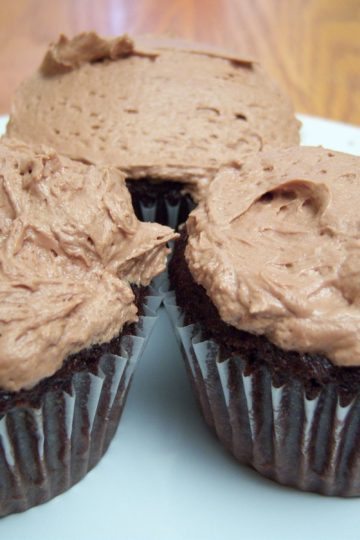 Chocolate Cupcakes with Nutella Butter Cream on small round plate