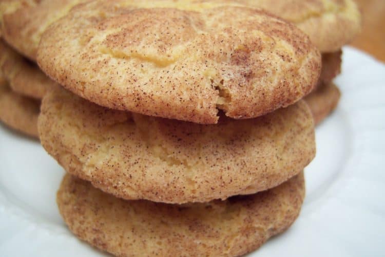 Snickerdoodles with Cinnamon Chips on small round white plate