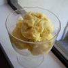 Mango ice cream in mini trifle bowl by window