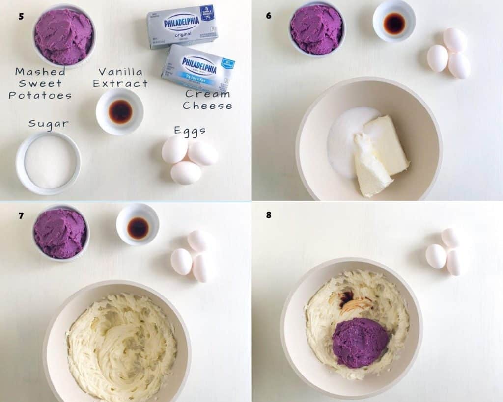 Purple Sweet Potato Cheesecake Filling Process Shots