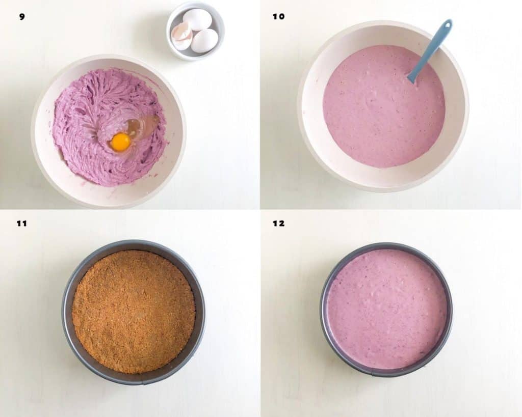 Purple Sweet Potato Cheesecake Filling Process Shots