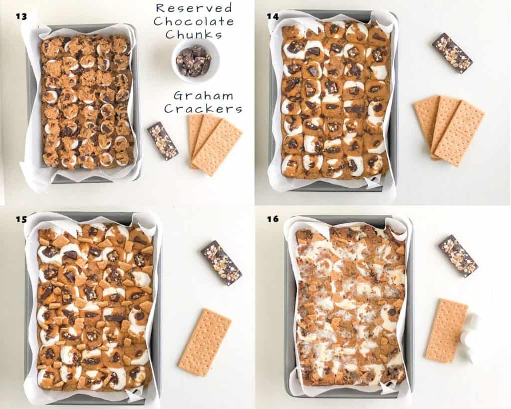 Gooey browned butter s'mores bars process shots