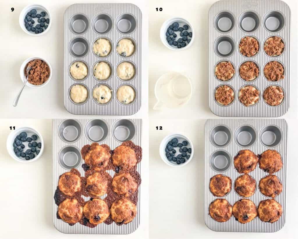 Lemon Blueberry Muffins with Crumb Topping process collage 3
