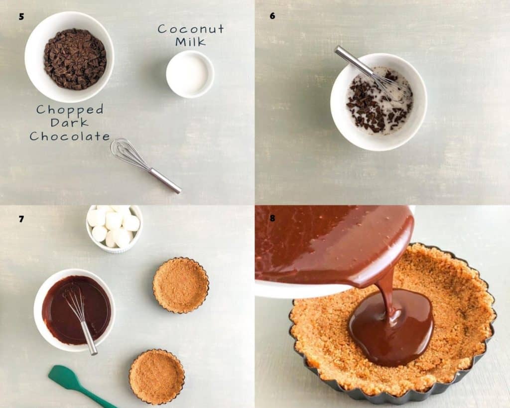 Mini No Bake S'mores Tarts process collage