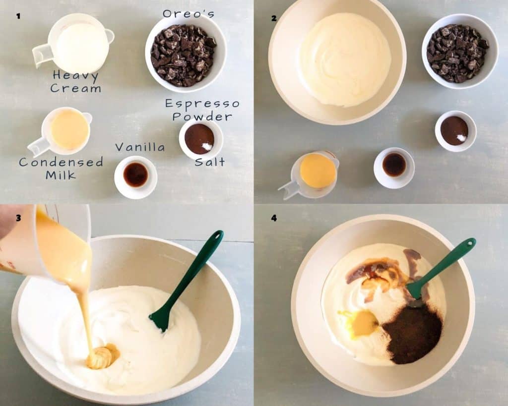 Process shots for making ice cream