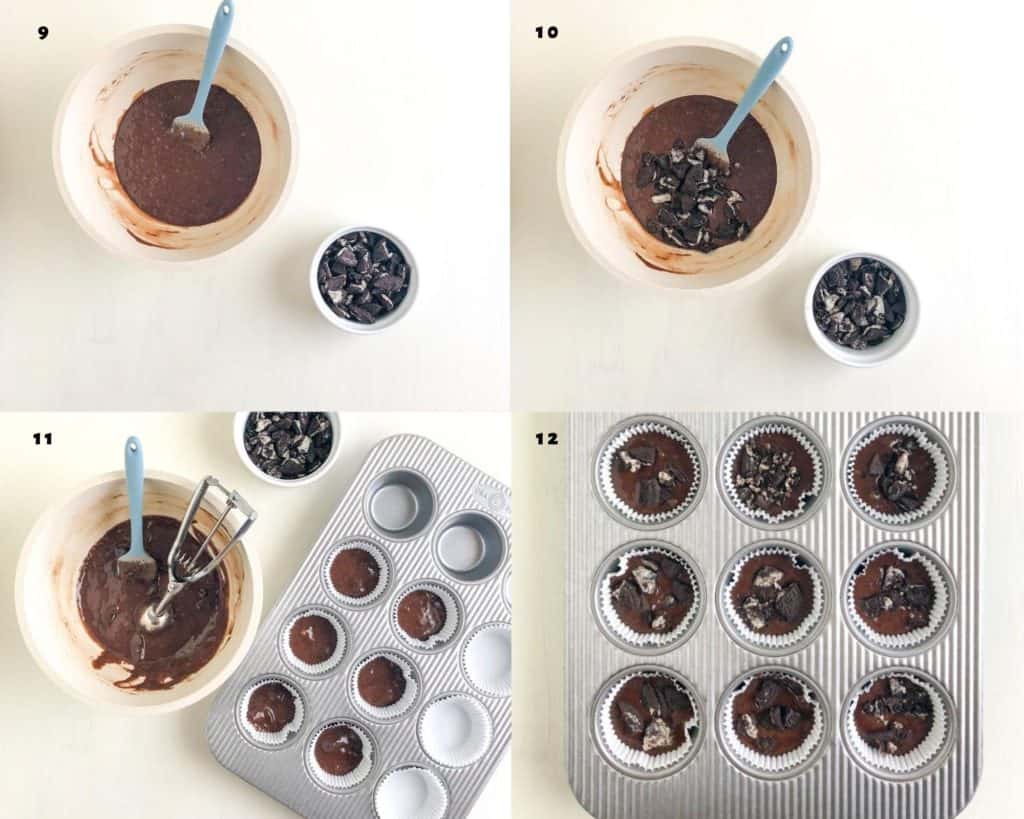 Oreo Cupcakes with Cream Cheese Buttercream Process Shots