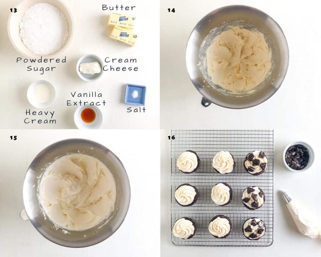Oreo Cupcakes with Cream Cheese Buttercream Process Shots