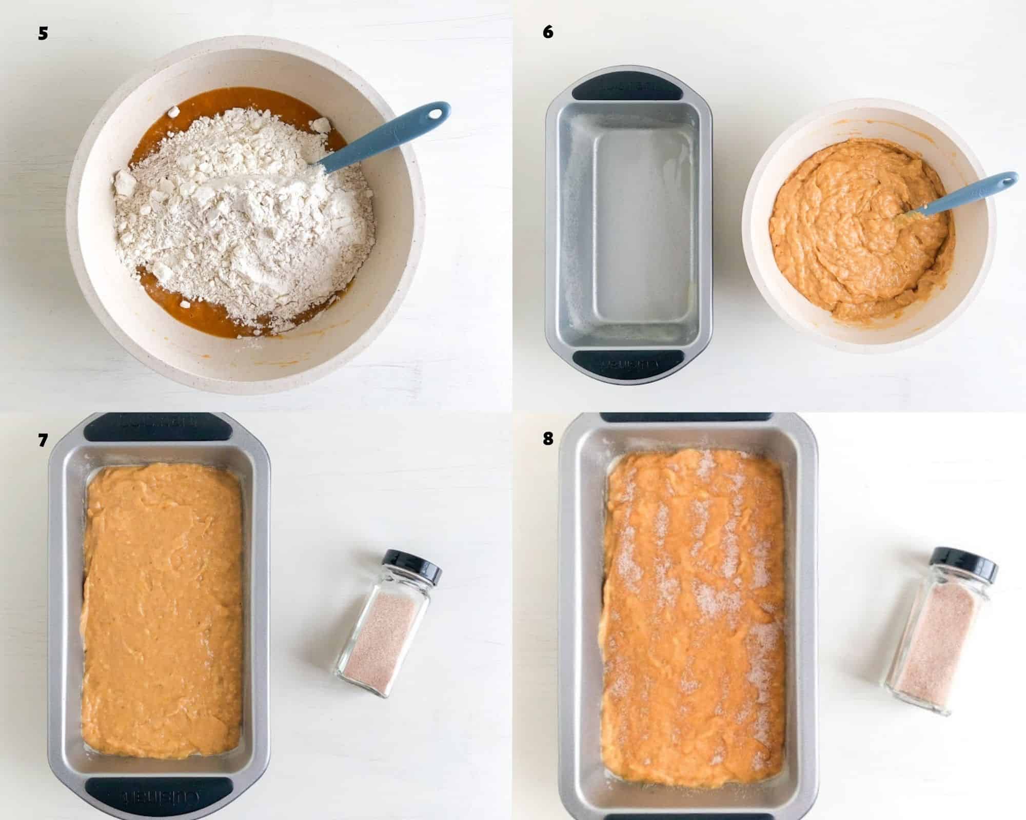 Process shots for making bread batter