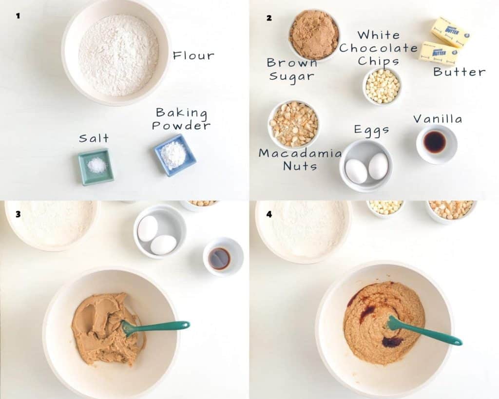 Ingredient and process shots for making blondies