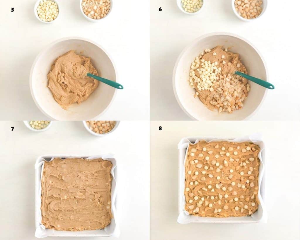Process shots for making blondies