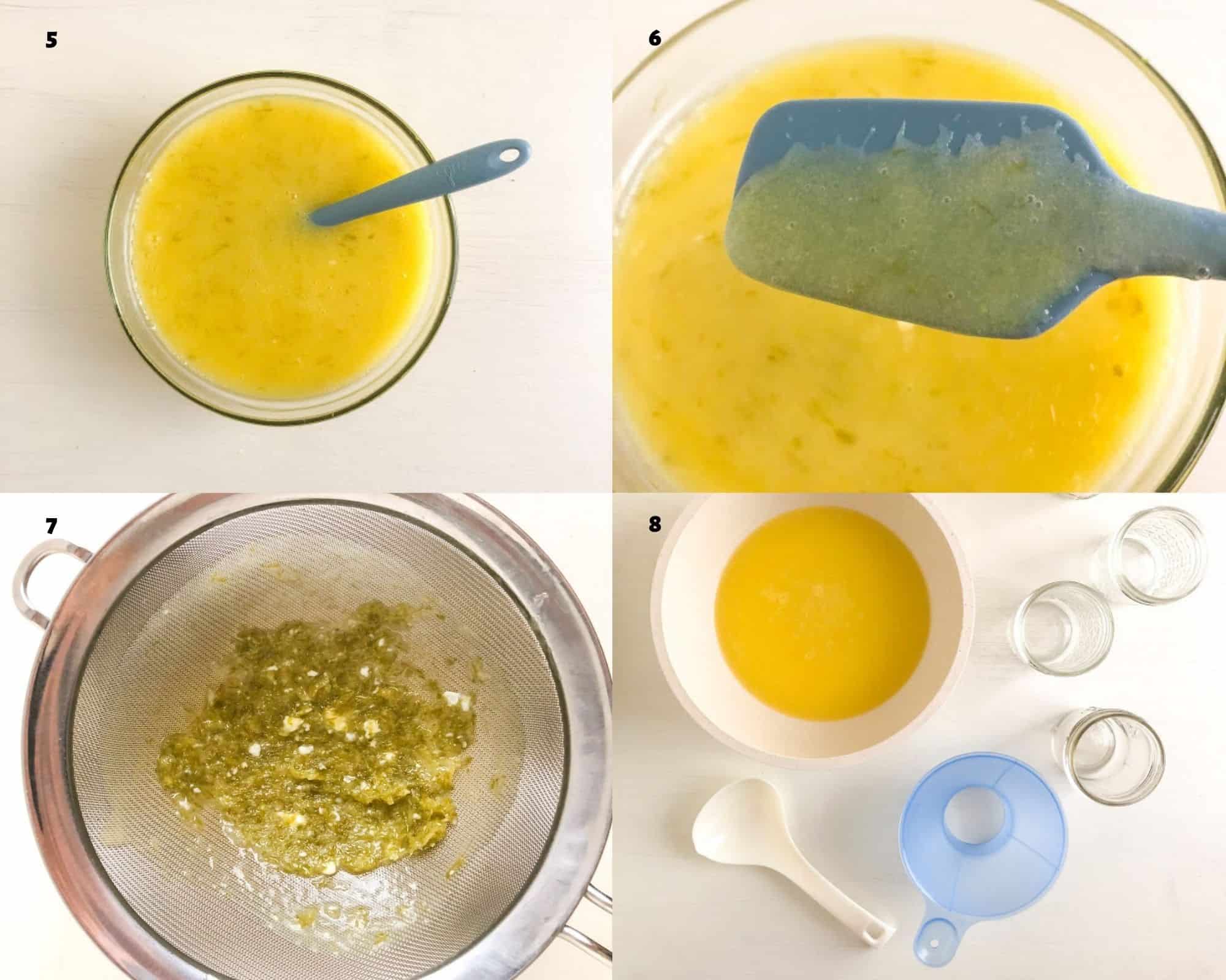 Process shots of how to make lime curd.